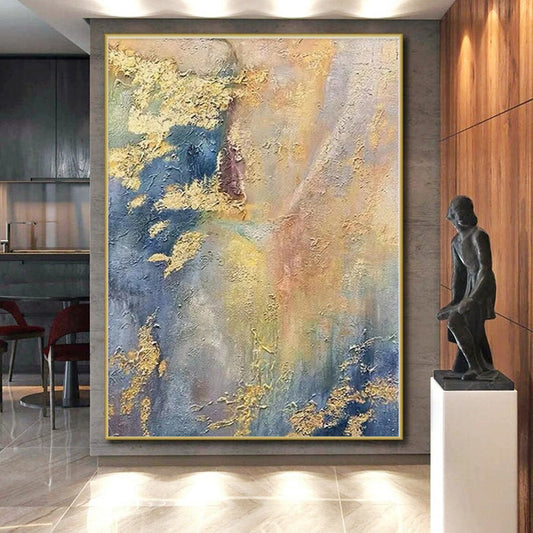 “Gold - Speckled Colorful Abstract”，Abstract Expressionist Acrylic Painting CT0582