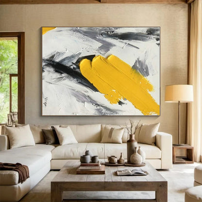 “Yellow - Grey - Black Textured Marks”，Abstract Textured Art CT0616