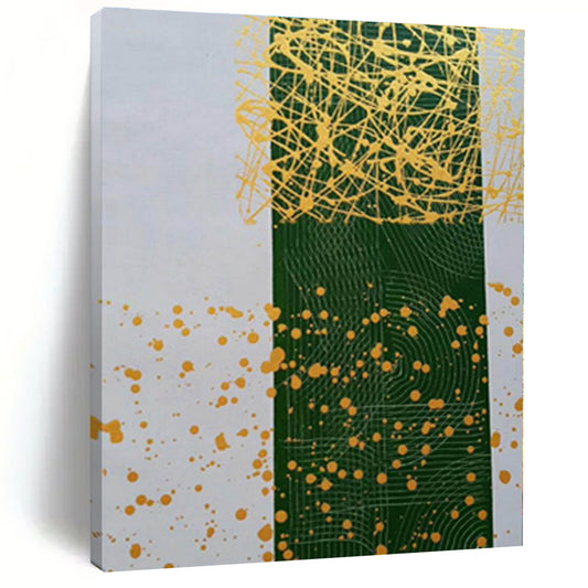 “Green - Yellow Linear Abstraction” - Abstract Minimalist Art CT0476