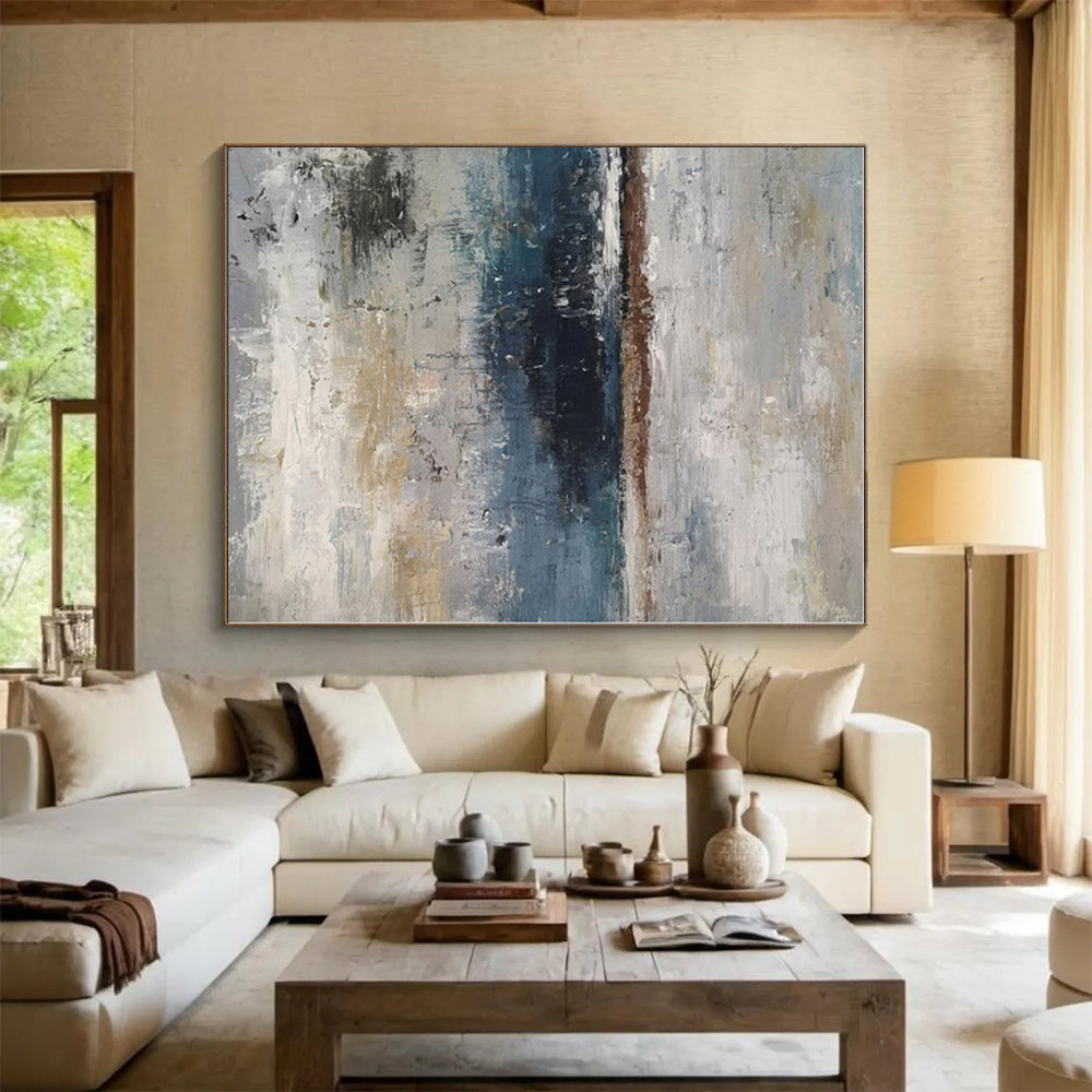 “Gray - Blue Coastal Abstraction” - Abstract Landscape Art CT0471