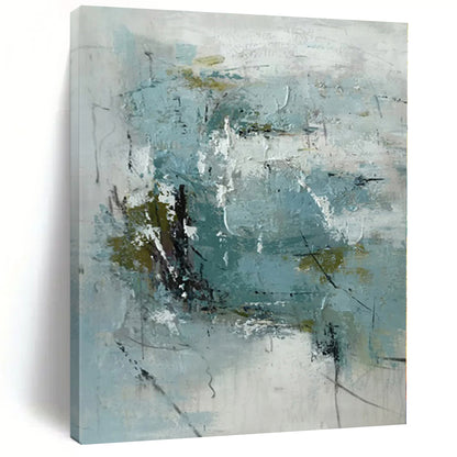 “Blue and Green Abstract with Dark Accents”，Nature - Inspired Abstract Painting CT0368
