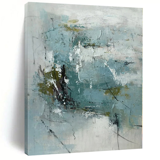 “Blue and Green Abstract with Dark Accents”，Nature - Inspired Abstract Painting CT0368