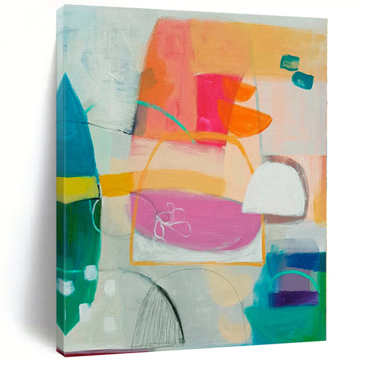 “Colorful Abstract Forms” - Abstract Painting with Orange, Pink, Blue, Green CT0093