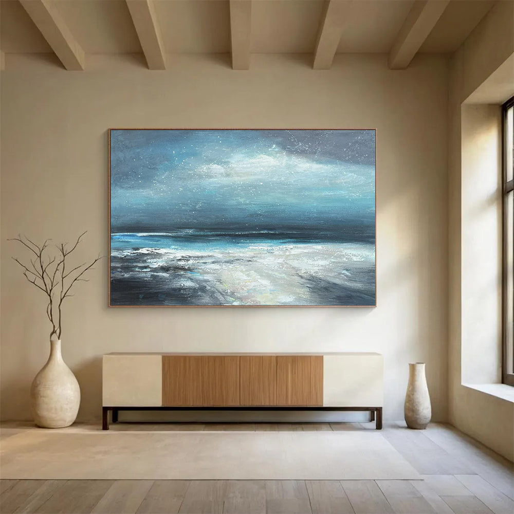 Blue-Grey Coastal Storm - Dramatic Seaside Art CT1787