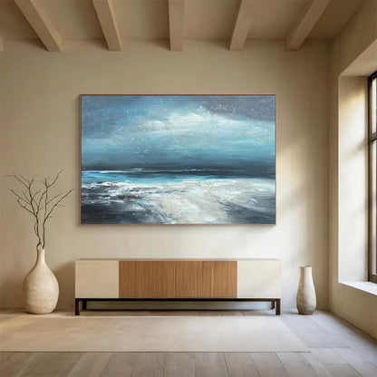 Blue-Grey Coastal Storm - Dramatic Seaside Art CT1787