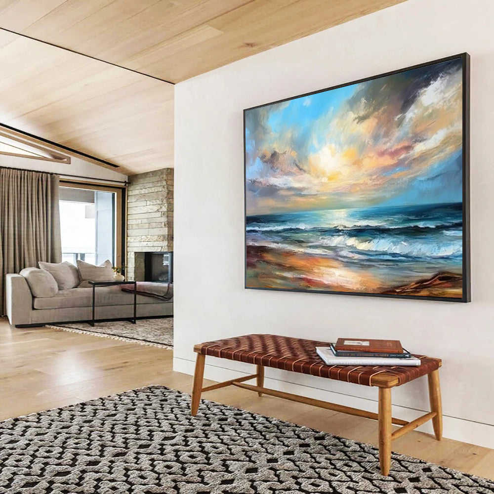 “Seaside Sunset Realism” - Blues, oranges, yellows; detailed, vibrant sunset over ocean waves CT1607