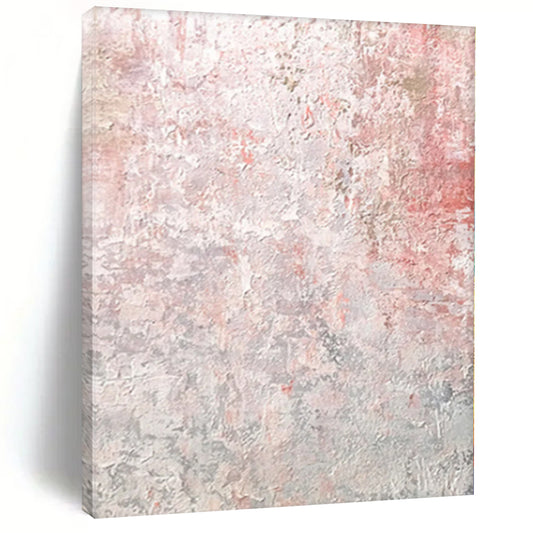 “Blush Concrete” - Abstract Painting with Pink, Gray, White, Red CT0050