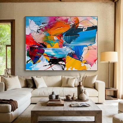 “Colorful Abstract Dynamism” Expressionistic Acrylic Art CT0231