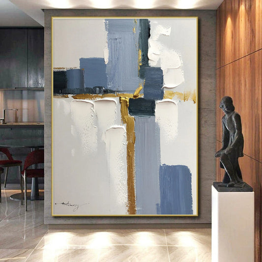 “Blue - Gold Geometric Abstract” - Abstract Geometric Art CT0506