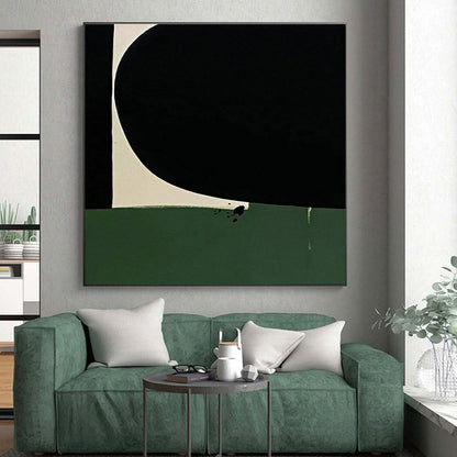 “Black - Green Minimalist Shape”，Geometric Abstract Art CT0651