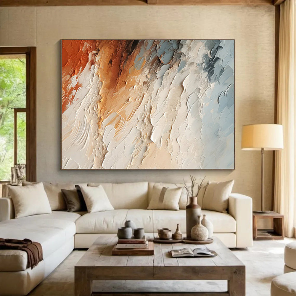 “Earth Tone Textures” - Abstract Painting with Gray, Beige, Orange, Brown CT0080