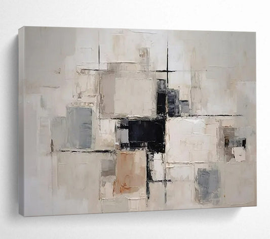 “Neutral Cubes” - Beige, gray, black; geometric blocks and lines CT1579