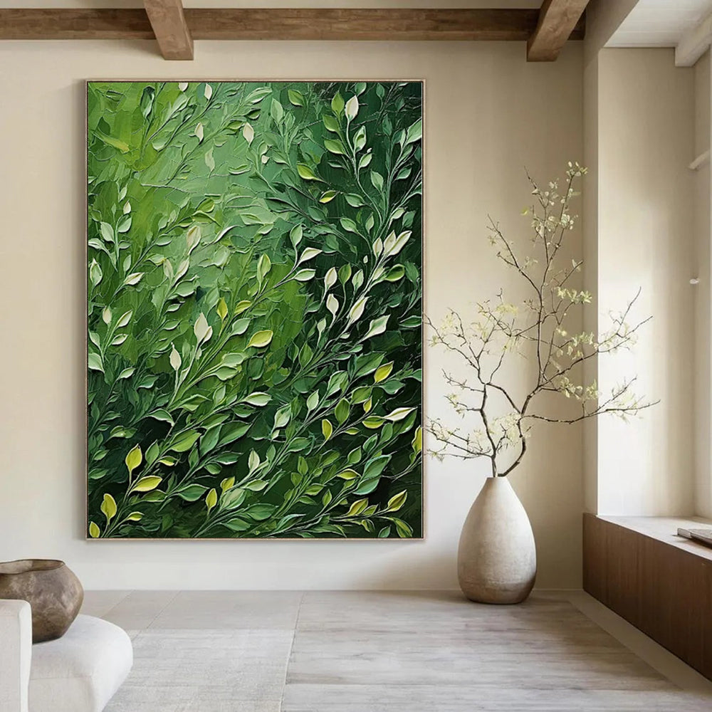 “Green Foliage Impasto” Textured Acrylic Art CT0193