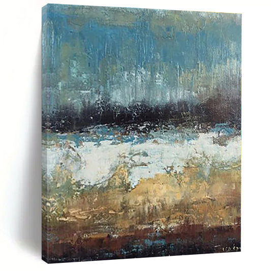 “Blue - Brown Abstract Landscape” - Abstract Impressionistic Art CT0420