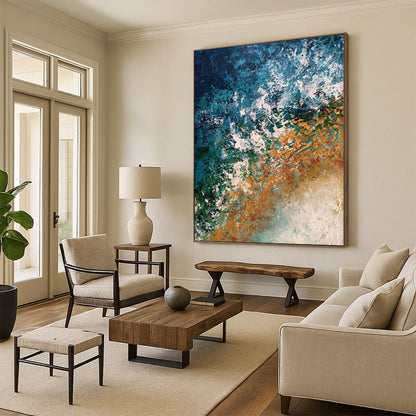 “Pastel Fusion” - Abstract Painting with Light Blue, Coral, Orange, Purple Mix CT0010