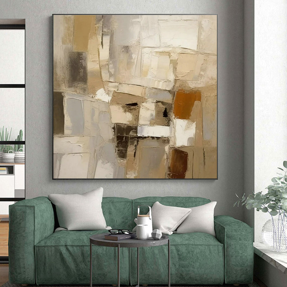 “Neutral - Toned Textured Cubes”，Abstract Textured Art CT0610