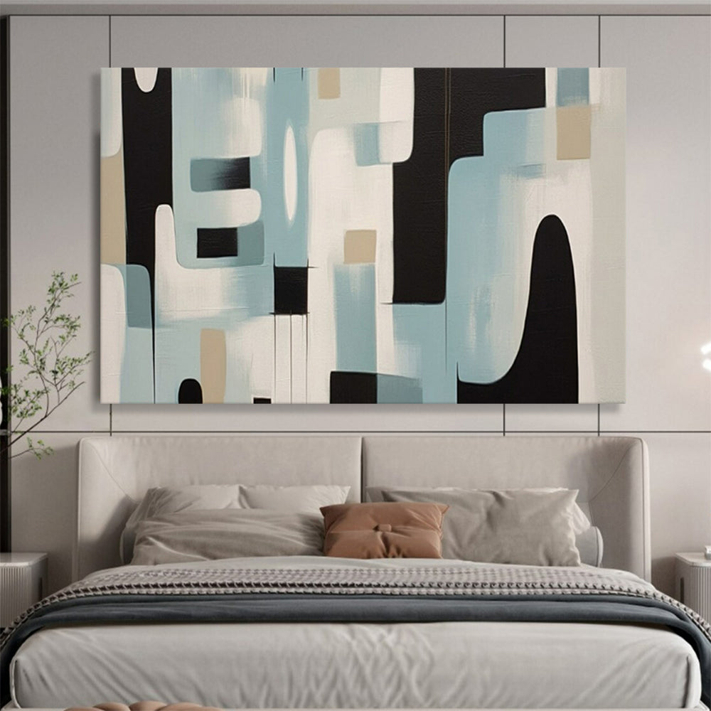 “Mid - Century Geometric Blues” – Abstract Geometric Acrylic Painting CT1711