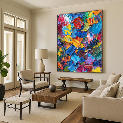 “Colorful Palette Knife Abstract” Impasto - Style Acrylic Art CT0229