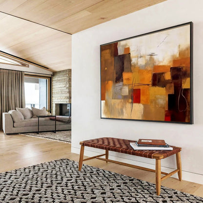 “Earthy Geometries” - Warm browns, beiges, grays; overlapping geometric blocks CT1505