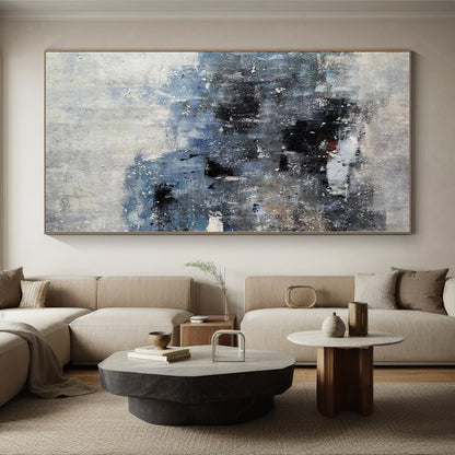 “Muted Blues and Greys Abstract”，Subtle - Toned Abstract Painting CT0359