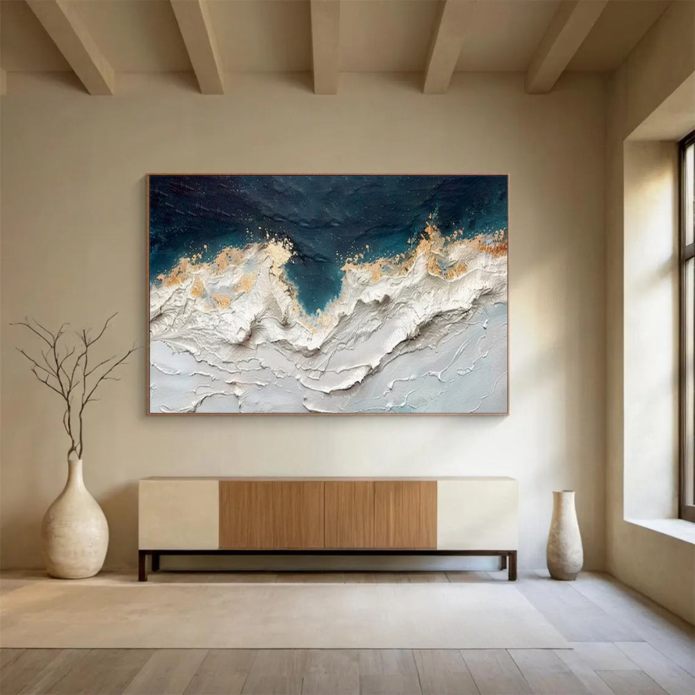 “Textured Ocean Waves” – Impasto Coastal Acrylic Painting CT1749