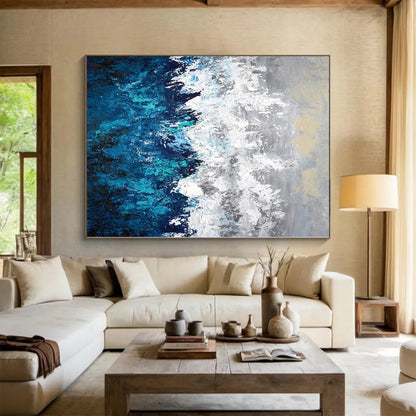“Gray - Blue Mountain Whispers” Abstract Acrylic Art CT0286