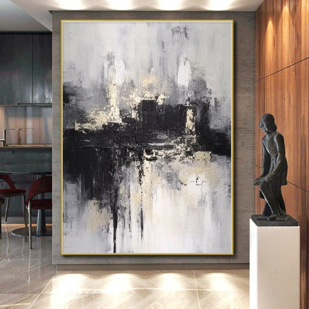 “Monochrome Textured City”，Abstract Architectural Acrylic Art CT0546