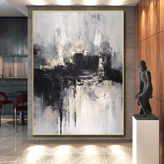 “Monochrome Textured City”，Abstract Architectural Acrylic Art CT0546