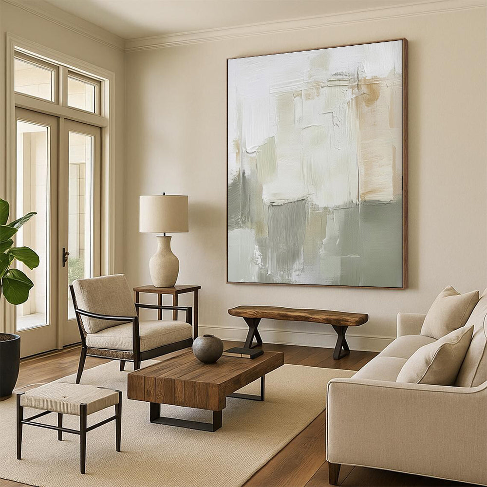 “Soft Neutral Abstract Layers” - Abstract Expressionist Art CT0439