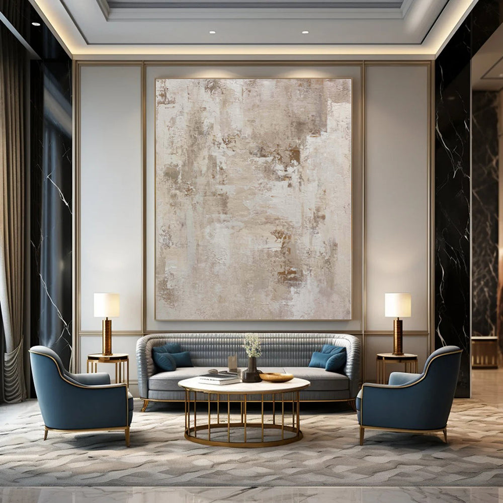 “Beige and Brown Textured Abstract” Layered Acrylic Art CT0152