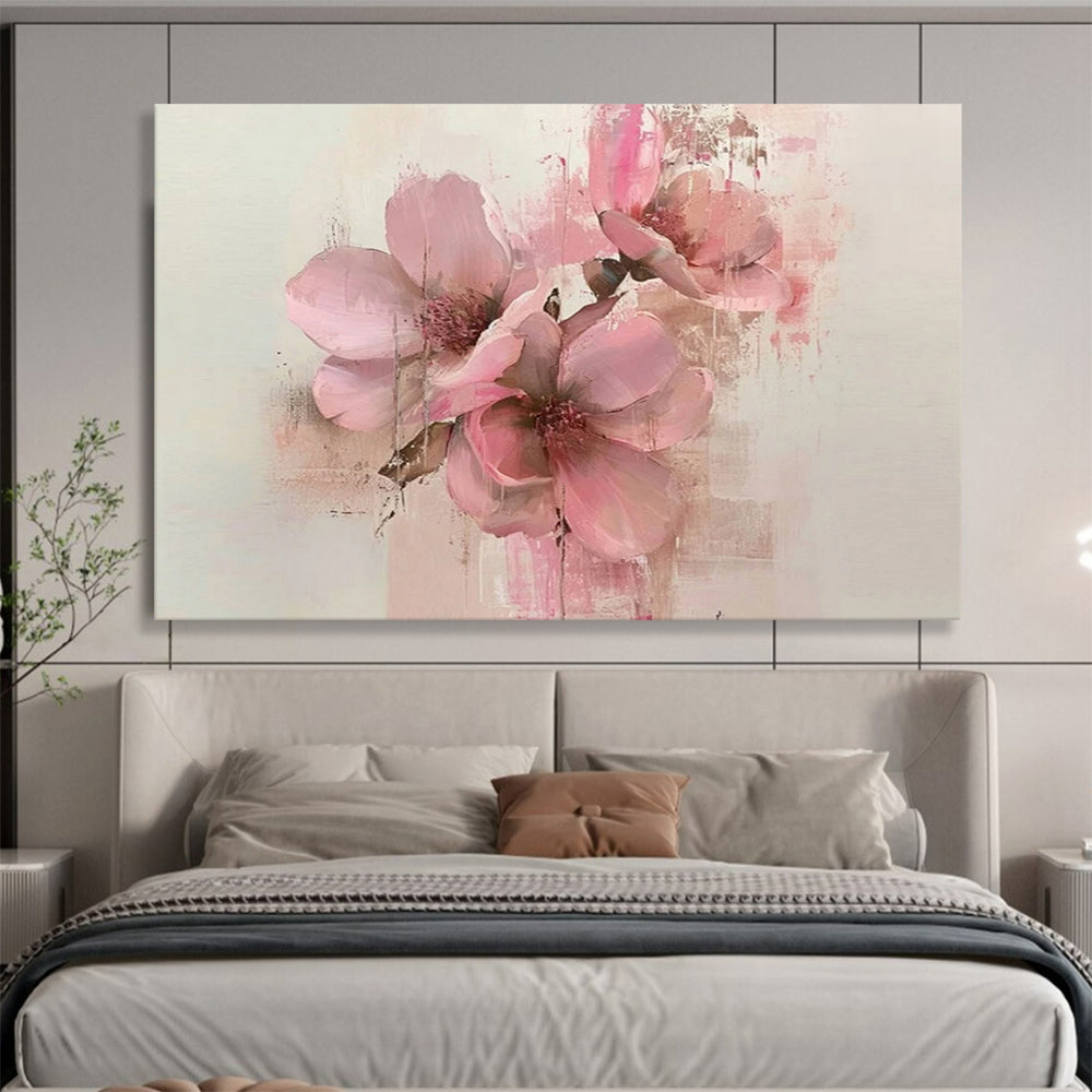“Soft Pink Blossom Study” – Impressionistic Floral Acrylic Painting CT1754