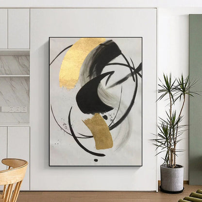“Ink - Gold Dynamic Swirls” Abstract Acrylic Art CT0293