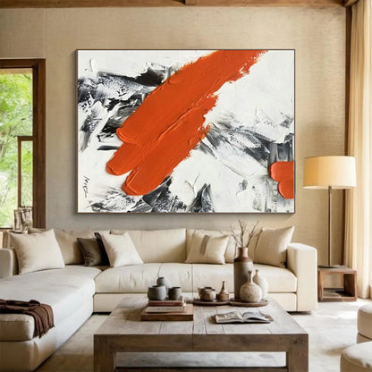 “Orange - Grey - White Bold Strokes”，Abstract Expressionist Art CT0617