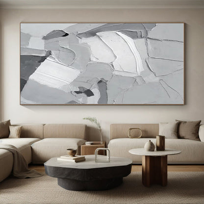 “Gray - White Textured Abstraction” - Abstract Textural Painting CT0407