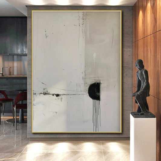 “Minimalist Black - White Lines” Abstract Acrylic Art CT0274