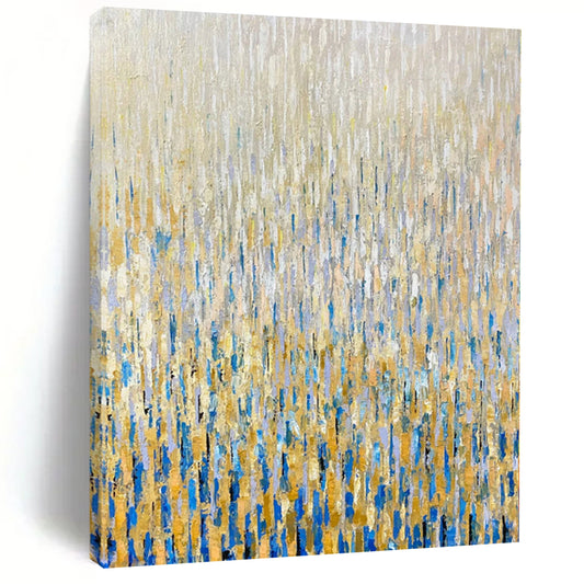 “Gold - Blue Dripping Layers” Abstract Expressionist Acrylic Art CT0195