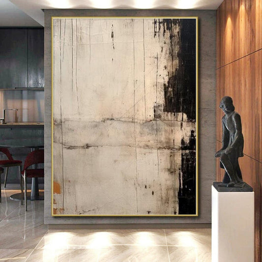 “Black - White - Gray Textured Abstraction” Minimalist Acrylic Art CT0244