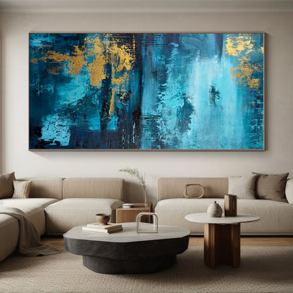 “Blue - Gold Abstract Seascape” - Abstract Coastal Art CT0446