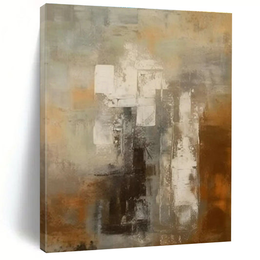 “Overlapping Shadows in Brown, Grey & White”，Constructivist Abstract Art CT0602