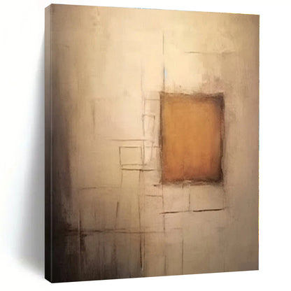 “Minimalist Brown and Beige Forms”，Abstract Geometric Acrylic Art CT0535