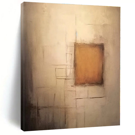 “Minimalist Brown and Beige Forms”，Abstract Geometric Acrylic Art CT0535