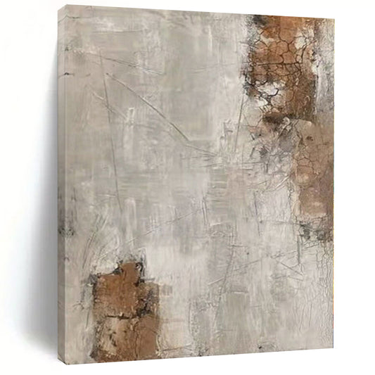 “Crackled Earth Tones” - Abstract Art with Gray, Brown, White CT0105