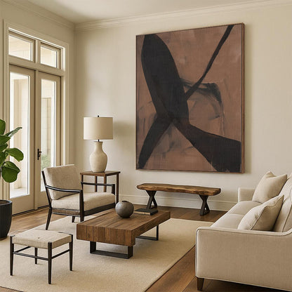 “Brown - Black Intertwined Forms” Abstract Acrylic Art CT0267
