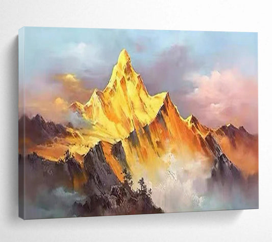 “Sunset Peak” - Gold, orange, pink, purple; a single mountain bathed in sunset colors CT1557