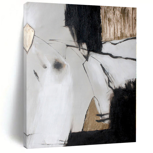 “Black - White - Gold Geometric Abstraction” Abstract Acrylic Art CT0255