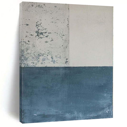 “Blue - Neutral Textured Rainy Square” Mixed - Media Work CT0139
