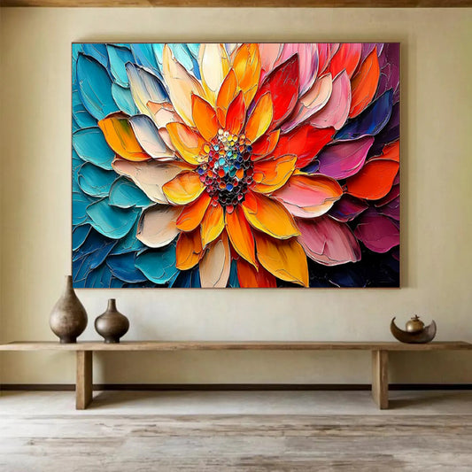 “Colorful Petals Flower” – Impasto Floral Oil Painting CT1766