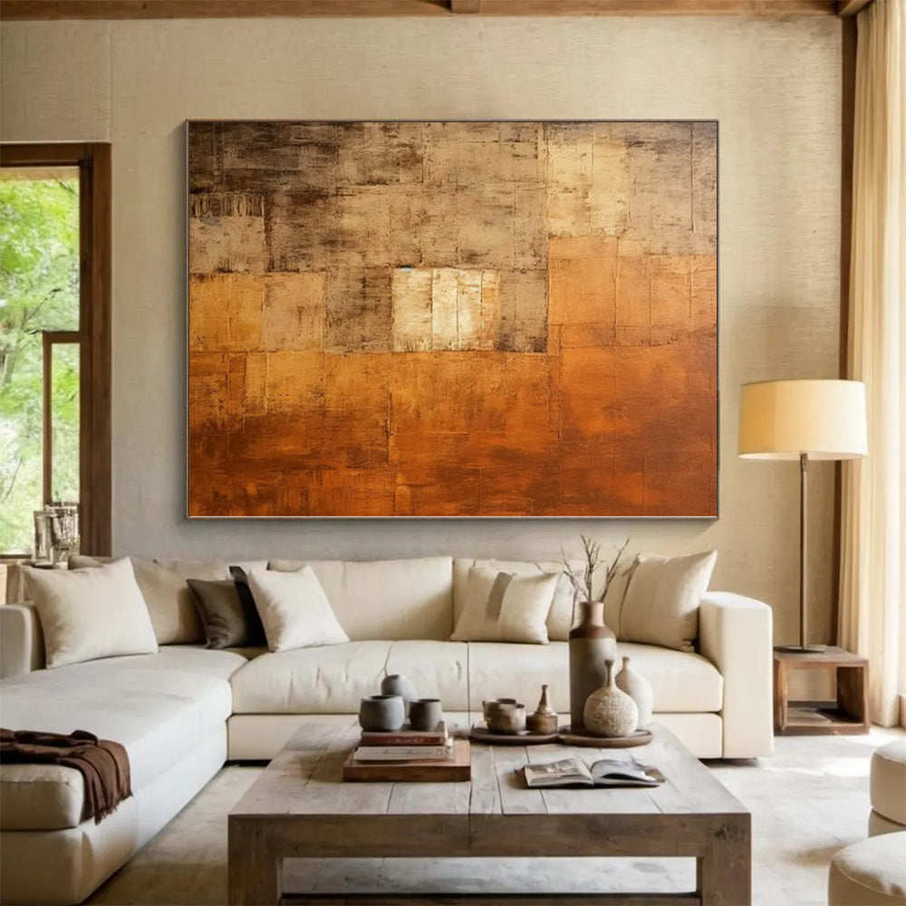 “Textured Rustic Patchwork” Abstract Acrylic Art CT0338