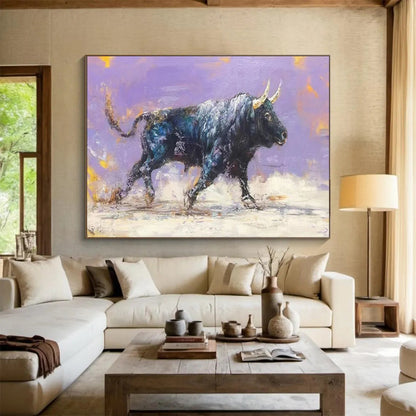 “Midnight Bull” – Expressionistic Animal Oil Painting CT1741