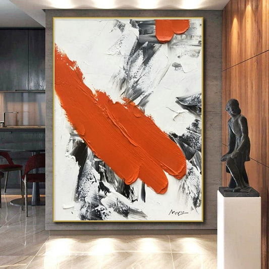 “Orange - Grey - White Bold Strokes”，Abstract Expressionist Art CT0617
